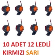 Resim GPR AUTO PARTS Mini Takoz Lamba 12 Ledli Kırmızı Sarı 10 Adet Yüksek Işık 