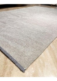 Resim Konya Yıkanabilir Makine Dokuma Modern Çizgili Salon Yolluk Düz Halı Krem 