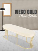 Resim Gazzini Furniture Viego Gold Smooth Bench Lüks Metal Gold Ayak, Chester Model Yatak Ucu Beyaz Puf 