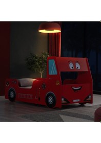 Resim Arabalı Yatak, Fireman Arabalı Yatak Karyolası + 1 Adet Comfort Yatak 