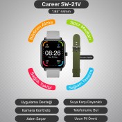 Resim Sword Career Akıllı Saat Bildirim,kalp Atış,uyku Takibi,spor,sağlık, Ios&android Uyumlu 44MM IP67 Uzun Pil Ömrü Türkçe Menü SW-21V 