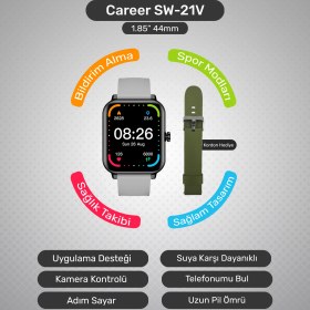 Resim Sword Career Akıllı Saat Bildirim,kalp Atış,uyku Takibi,spor,sağlık, Ios&android Uyumlu 44MM IP67 Uzun Pil Ömrü Türkçe Menü SW-21V 
