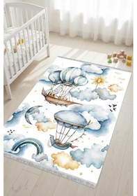 Resim Blghome Bulut Ve Uçan Balon Çocuk Odası Halısı Ekru 