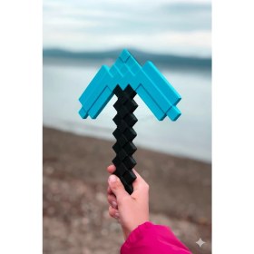 Resim Alisa 3D 25CM Minecraft Elmas Kazma, Minecraft Diamond Pickaxe 25 cm 