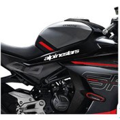 Resim Cf Moto 450sr Alpinestars Orta Şase Tasarım Motosiklet Sticker Etiket Modeli Beyaz 