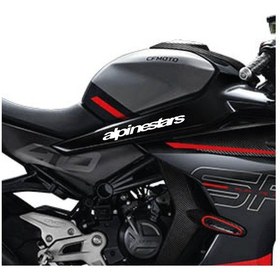 Resim Cf Moto 450sr Alpinestars Orta Şase Tasarım Motosiklet Sticker Etiket Modeli Beyaz 
