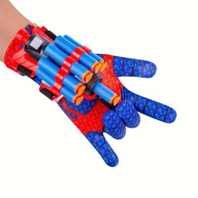 Resim Çocuklar için Örümcek Ağı Atıcı Bilek Eldivenleri - Atıcı ve Yumuşak Mermilerle Mavi Yenilik Oyuncak, Aktif Oyun, Cosplay, Örümcek Ağı Atıcı 