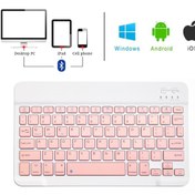 Resim Tablet iPad Uyumlu Bluetooth Klavye Şarjlı Kablosuz - Al2671 Pembe 