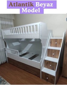 Resim Atlantik Beyaz Model Çocuk Ranzası 