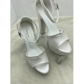 Resim Çiğdem Kundura Çiğdem Sedefli Beyaz Saten Bilekten Tokalı Taşlı Platform Topuklu Ayakkabı - Sedefli Beyaz - 38 - ST02176-SEDEFLİ Beyaz-38 