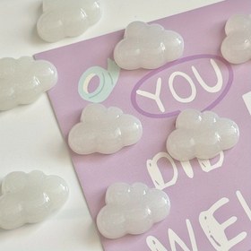 Resim 10 Adet Beyaz Bulut Manyetik Reçine İğneler, 3D Üçgen Şeklinde, Yaratıcı Ev Ofis Dekoru, Beyaz Tahta Mıknatısları, Mutfak ve Ofis Malzemeleri, Plastik Malzeme, Ev Dekorasyonu İçin Hediye Fikri 