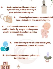 Resim MİLLENEX Emzik Zinciri - Emzik Tutacağı 3 lü Set Bebek Emzik Askısı Ayıcıklar-EMA003 