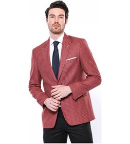 Resim Kendinden Desenli Slim Fit Bordo Ceket Wessi 001 