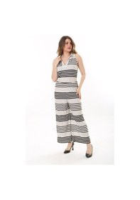 Resim Şans Kadın Büyük Beden Bej V Yakalı Geniş Paçalı Tulum 65n37634-bej Bej 