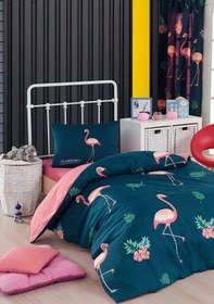 Resim Çocuk Nevresim Takımı Tek Kişilik Big Flamingo Lacivert 