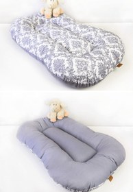 Resim Oval Bebek Yatak Cift Yonlu Elegant Gri Model 