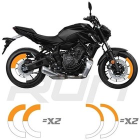 Resim Mt07-600rr-r1 Ön 120 Arka 180 Ebat Uyumlu Yarım Jant Şeridi Çift Renk Turuncu Beyaz Toplam 4 Adet Çok Renkli 