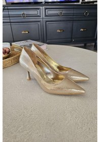 Resim 10 1109 Topukla Kadın Kadeh Topuklu 8 Cm Topuklu Stiletto Ayakkabı Dore 
