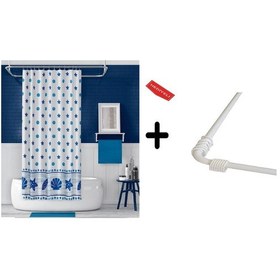 Resim Banyo Perdesi 4910 2x110x200, Perde Borusu Askı Aparatı Köşe Boru Beyaz Hediyeli, Duş Perdesi Seti Çok Renkli 