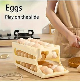 Resim Dashanshop Krem Sarı Büyük Kapasiteli 42 Yumurtalık 3 Katlı Çift Sıra Yumurta Saklama Rafı 