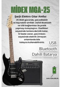Resim Midex Rph-30bk-25amp Gül Klavye Sss 25w Amfili Elektro Gitar Seti 