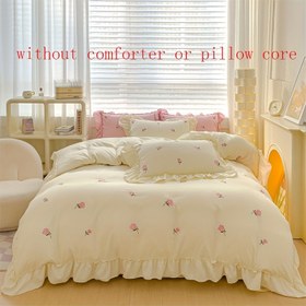 Resim 3, 4 adet Yorgan Kılıfı Seti 1 * Yorgan Kılıfı + 1 * Uygun Çarşaf + 1,2 * C Yastık kılıfı, Çekirdek Yok, Nakışlı Büyük Geniş Dantel Polyester Yatak Takımı, Yumuşak ve Rahat Dört Mevsim Evrensel Yorgan Kılıfı, Yatak Odası için Uygun. Kumaş Ağırlığı 90g 