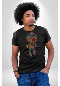 Resim Voofoo Bebeği Doll Doldurulmuş Bebek Unisex Unisex Siyah Organik Baskılı T-shirt Penye Yüksek Kalite Siyah 