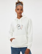 Resim Oversize Kapüşonlu Sweatshirt Kanguru Cep Detaylı Baskılı Şardonlu 