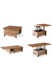 Resim Evistro Akıllı Sihirli Laptop Sehpa/ Yemek Masası / Orta Sehpa Atlantik Çam 