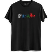 Resim Avatar The Last Airbender Anime Baskılı Siyah Tshirt 