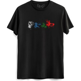 Resim Avatar The Last Airbender Anime Baskılı Siyah Tshirt 