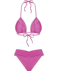 Resim Bonesta Rory Drapeli Üçgen Pembe Bikini Takımı 