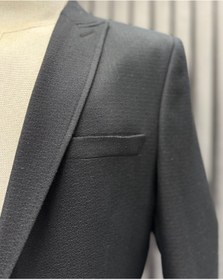 Resim Avni Ceylan Erkek Siyah Dokuma Detaylı Tek Düğme Blazer Ceket 