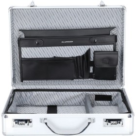Resim 46 cm Alüminyum Laptop Bölmeli Evrak Çantası, Organizerli, Hafif 