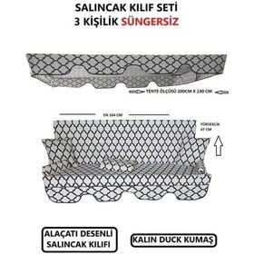 Resim 3 Kişilik Salıncak Lüks Kılıf Seti Süngersiz Alaçatı Desen 164 47 Çok Renkli 