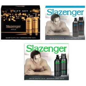 Resim Slazenger Gold + Active Sport Yeşil + Mavi Parfüm EDT 3 x 125 ML + Deodorant 3 x 150 ML 