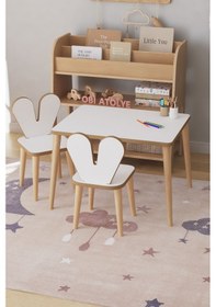 Resim Çocuk Oyun Aktivite Masası 60x45 Cm 2 Sandalyeli Çocuk Çalışma Masası Çok Renkli 