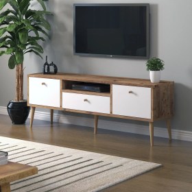 Resim Mbes Mobilya Beyza Ahşap Ayaklı 140 cm Atlantik Beyaz Tv Sehbası 