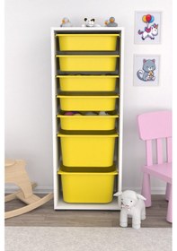 Resim Zola 7 Sepetli Dolap Oyuncak Dolabı Çok Amaçlı Sarı 