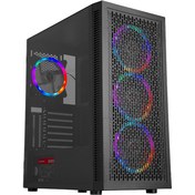 Resim Rampage Platino 600W 80+ Bronze 4 x Rainbow Fanlı Mid Tower Bilgisayar Kasası Siyah Rampage