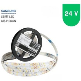 Resim 24 Volt 2835 Samsung 60 Led 3000 K Günışığı Dış Mekan 5 Metre Şerit Led Ip65 