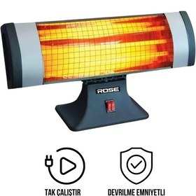Resim Rose Fervor 1800 W Devrilme Emniyetli Tak Çalıştır Masa Altı Elektrikli Soba 