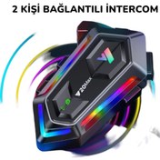 Resim Enshall Y20 MAX 2 Kişi Bağlantılı Rgb Işıklı 1000mAh Bluetooth Motosiklet Kask Kulaklık İntercom seti 
