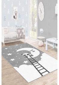 Resim West Home Makinede Yıkanabilir Kaymaz Taban Leke Tutmaz Yıldız Desenli Bebek Ve Çocuk Halısı Oyun Matı Wh 512 Grey Gri 
