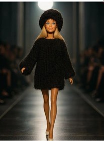 Resim Barbie Bebek İçin El Yapımı Peluş Elbise Ve Şapka Kombini Barbie Bebek Dahil Değildir -15932 