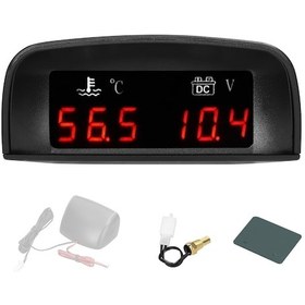 Resim Youmex 2'li Araç Göstergesi: Dijital Su Sıcaklığı Ve Voltmetre - 9-36v Geniş Kullanım, Alarm Fonksiyonlu 