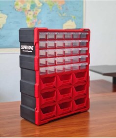 Resim Superbag Monoblok Avadanlık Ve Çekmece 39 Gözlü Seti Hobby Organizer Düzenleyici 30 Çekmece 9 Avadanlık Kırmı 