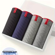 Resim 4 adet Erkek İç Çamaşırı, Moda Seksi Nefes Alabilen Yumuşak Rahat Esnek Boxer Briefs Şortlar 