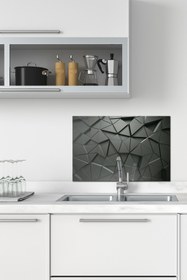 Resim Decorita Antrasit Kristal Cam Musluk Arkası Koruyucu 40x60 cm 