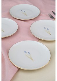 Resim Tabak Evi Porselen Natura Lavanta Altın Yaldız Pasta Tabağı 20,50cm 4 Lü Çok Renkli 